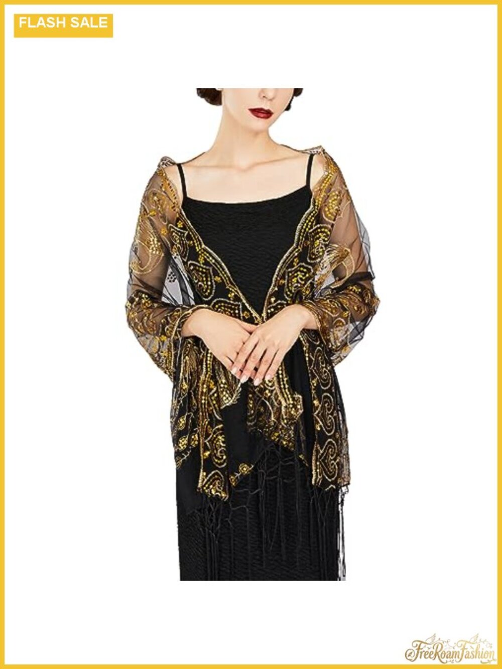 1920s Sequin Flapper Shawl Wrap Gatsby Evening Party Cape One Size